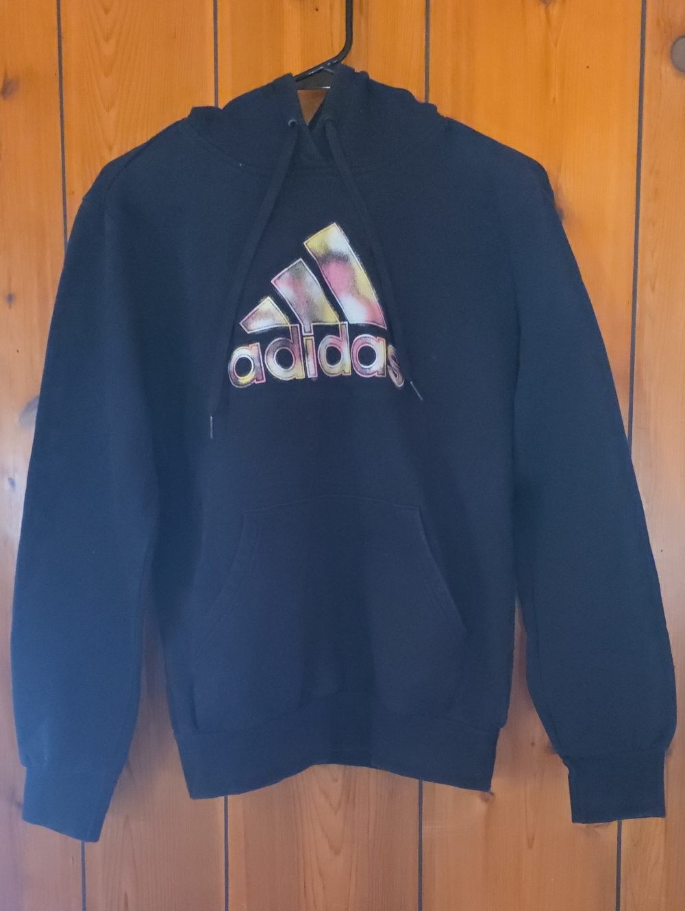 Adidas Black Hoodie with Multicolor Tie-Dye Trefoil